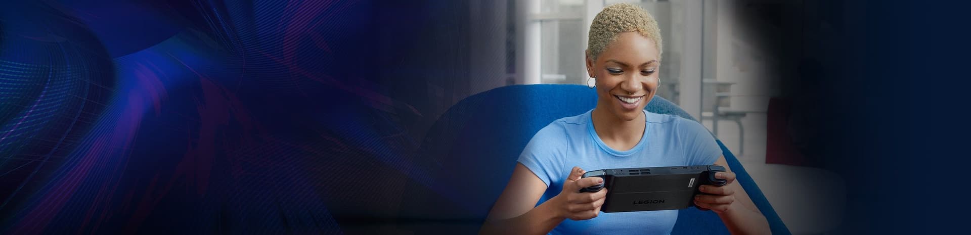 Player using an AMD-powered handheld gaming PC