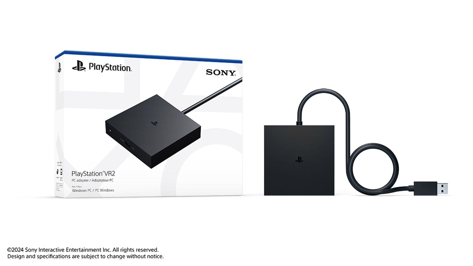 Official PlayStation VR2 headset connected to a PC through the PS VR2 PC adapter